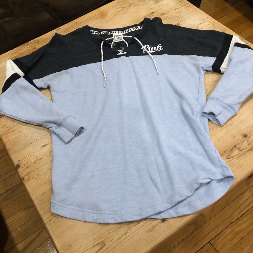 Navy & light blue long sleeve top by Pink